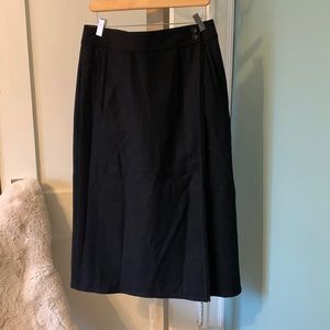 Eddie Bauer Black Wool Blanket-Wrap Skirt, Mid-calf, Women’s Size Petite 6, EUC